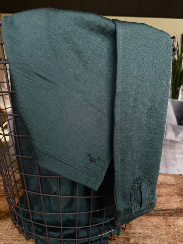 Men's OG Long Sleeve by Merino 365 NZ, made of 100% Merino Wool, in Balsam color, shown on a model.