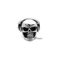 Men's stainless steel skull head with headphone design casting rings by Glitters, showcasing detailed skull and headphone motifs.