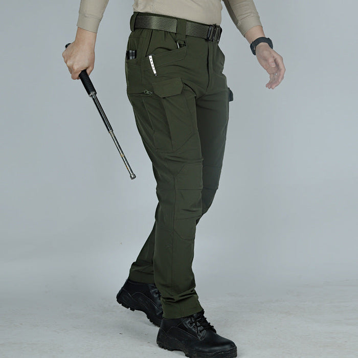 Men's tactical cargo pants by dealonline.co.nz, water-resistant flex ripstop fabric with multiple pockets for outdoor activities.