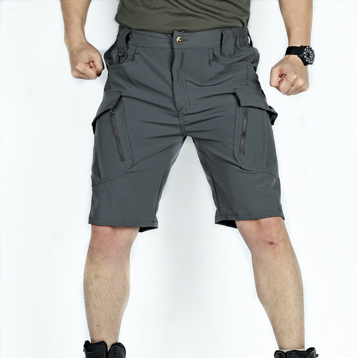 Men's tactical shorts from dealonline.co.nz, water-resistant, lightweight cargo shorts with flex ripstop fabric for hiking.