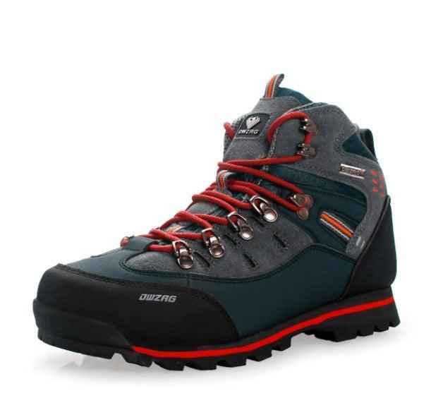 Men's waterproof hiking shoes by Mead's Supply & Equipment Outfitters, blue lightweight trail footwear with durable rubber soles.