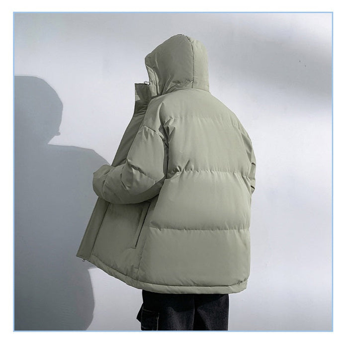 Men's green winter jacket in XL to 4XL, stylish insulated coat with a hood, designed for cold weather by dealonline.co.nz