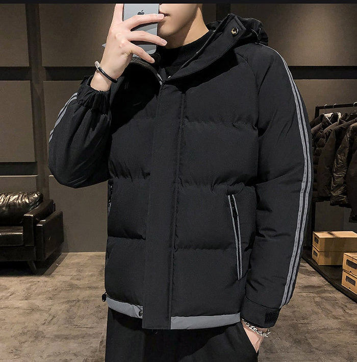 Men's winter jacket in size 4XL from dealonline.co.nz, navy blue, insulated with a hood and zip closure.