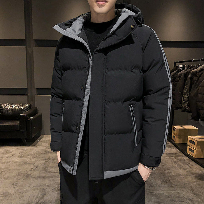 Men's winter jacket in size 4XL, black dealonline.co.nz branded winter outerwear with a padded, insulated design for cold weather.