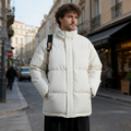 Men's white winter jacket in XL to 4XL from dealonline.co.nz, showing front view with hood and zipper closure.