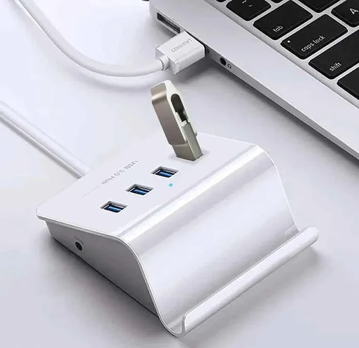 White 16GB metal USB flash drive for mobile phones, branded by Mead's Supply & Equipment Outfitters, electronics accessory.