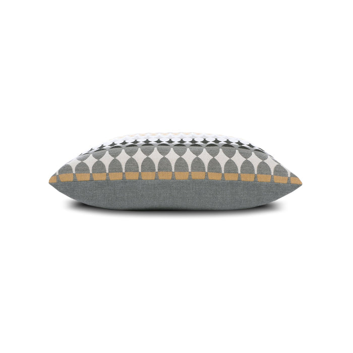 Side image of Neutral striped multicolor outdoor pillow square size for lively indoor and outdoor decor