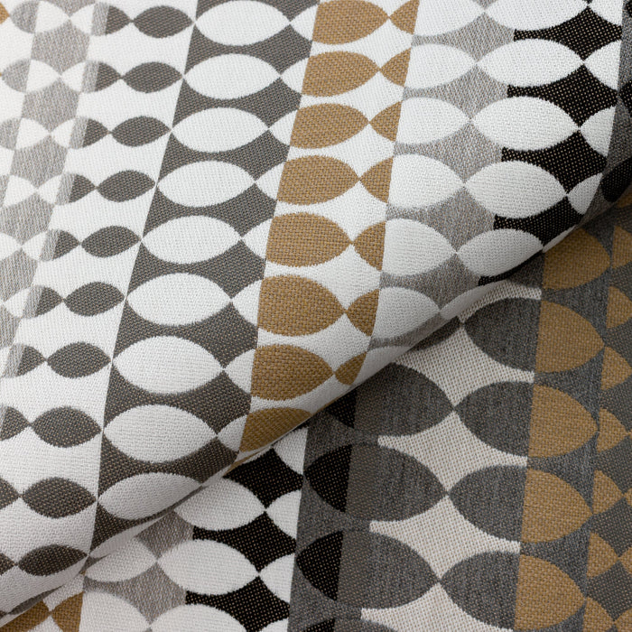 Close shot texture image of Modern Oval Dune – outdoor-safe woven fabric by Elaine Smith, ideal for high-end commercial and residential applications.