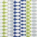 Detail image of Contemporary oval patterned outdoor safe fabric in blue and green