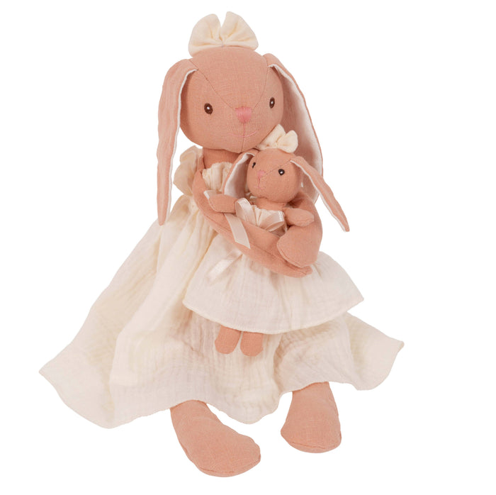Lelovs Mom and Baby Bunny Linen Dolls