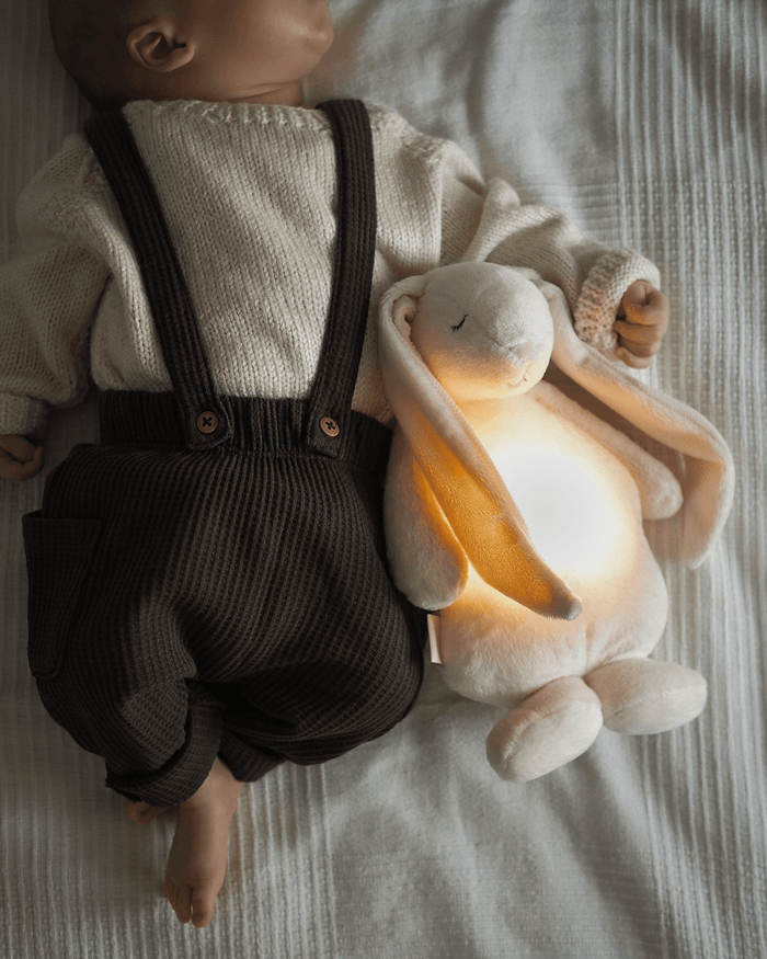 Moonie Powder Pink Sound & Light Rabbit - Little Whispers
