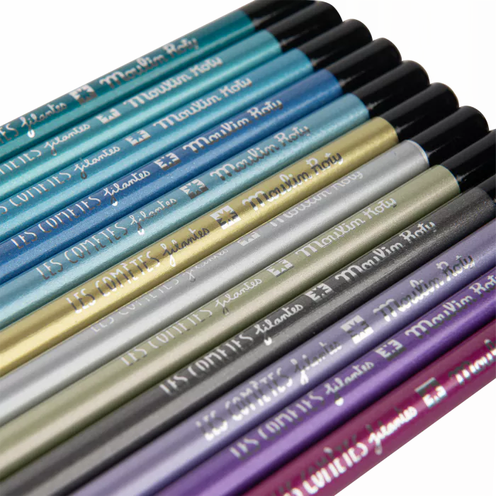 Moulin Roty Metallic Coloured Pencils – Shooting Comets Collection Set Of 12 BACK SOON