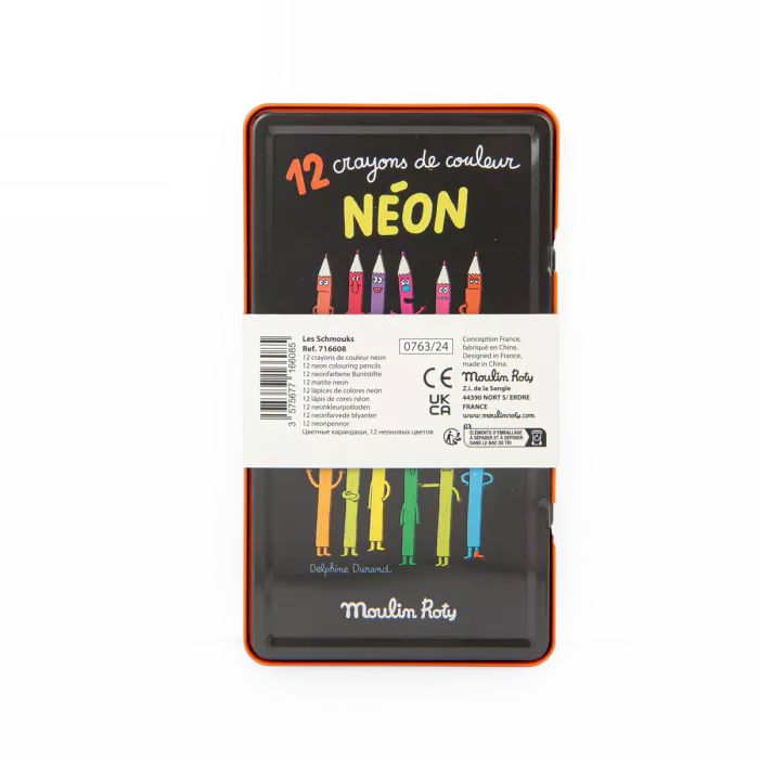 Moulin Roty Schmouks Fluorescent Coloured Pencils – Set of 12 LAST ONE