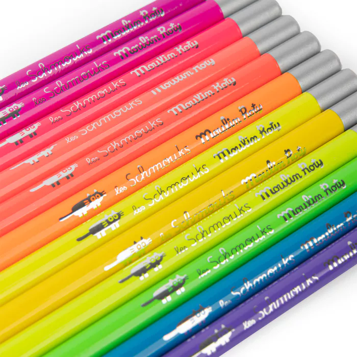 Moulin Roty Schmouks Fluorescent Coloured Pencils – Set of 12 LAST ONE