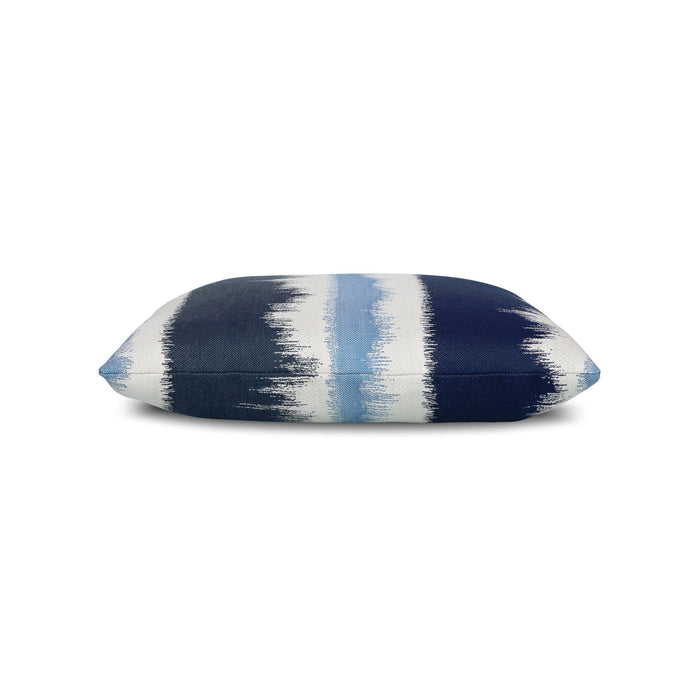 Side image of Blue ombre outdoor pillow square size for nautical indoor and outdoor decor