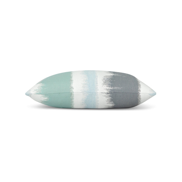 Side image of Surf green and blue ombre outdoor pillow lumbar size for refreshing indoor and outdoor decor