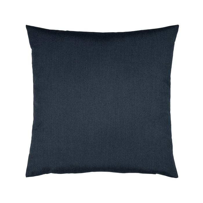Back image of Navy outdoor pillow with white and gray center banding in square size for sophisticated indoor and outdoor decor