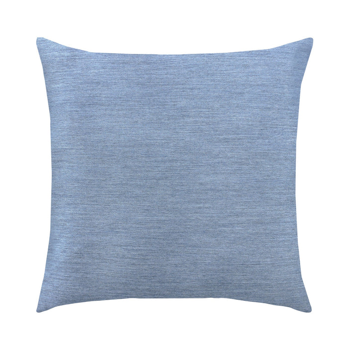 Back image of Blue outdoor pillow with white and navy center banding in square size for sophisticated indoor and outdoor decor