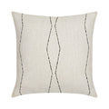 Ivory textured pillow with black stitched design in square size for versatile indoor and outdoor decor