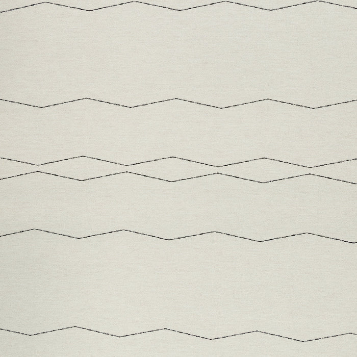 Minimalist black linear geometric pattern woven into textured boucle outdoor safe fabric-full fabric repeat image