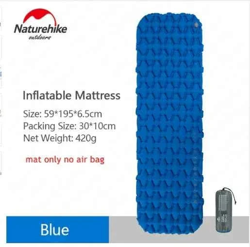 Mead's Supply outdoor inflatable camping mattress with moisture-proof design, pillow options, suitable for 1 or 2 persons, orange color.