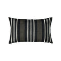 Black striped with chenille accents pillow in lumbar size for modern indoor and outdoor decor