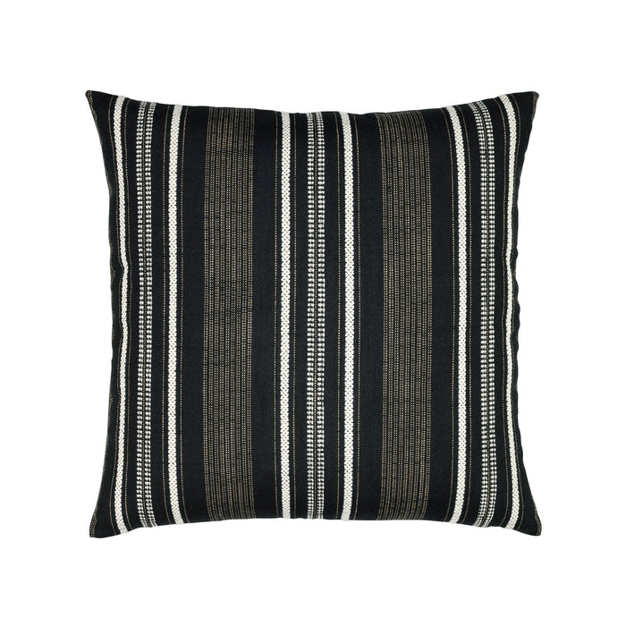 Black striped with chenille accents pillow in square size for dramatic indoor and outdoor decor