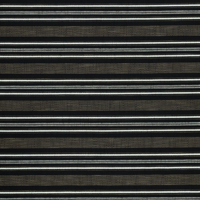 Linear black and tan outdoor safe woven fabric with pathway stripe design – Pathway Ebony by Elaine Smith-full fabric repeat image