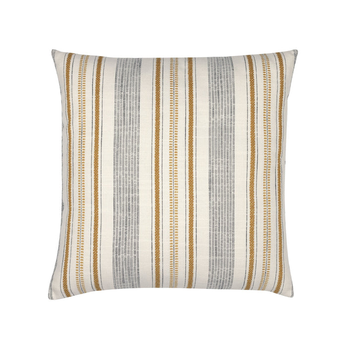 Striped Ivory and gold pillow with chenille accents in square size for classic indoor and outdoor decor