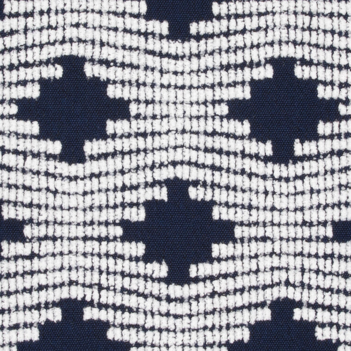 Detail image of Navy lattice pillow lumbar size for sophisticated indoor and outdoor decor
