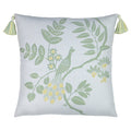 Green leaf motif pillow in square size for nature inspired indoor and outdoor decor