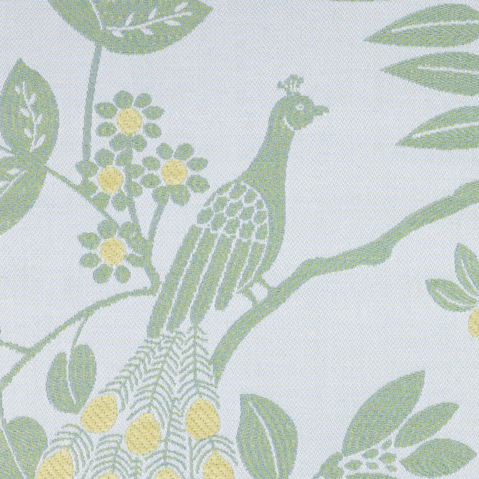 Detail image of Green leaf motif pillow in square size for nature inspired indoor and outdoor decor