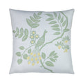 Green leaf motif pillow with corner tassels for elegant indoor and outdoor decor