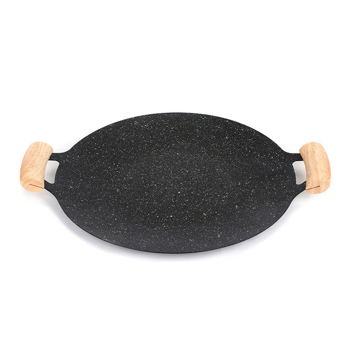 ECOTREK 30cm portable barbecue plate with non-stick surface, ideal for outdoor cooking and grilling.