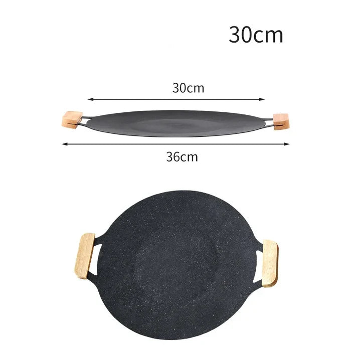 ECOTREK 30cm portable non-stick barbecue plate, ideal for outdoor cooking and grilling with durable cookware design.