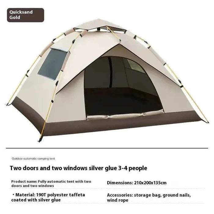 Portable Mead's Supply beach tent with UV protection, foldable sun shelter for 2-4 people, quick setup camping equipment