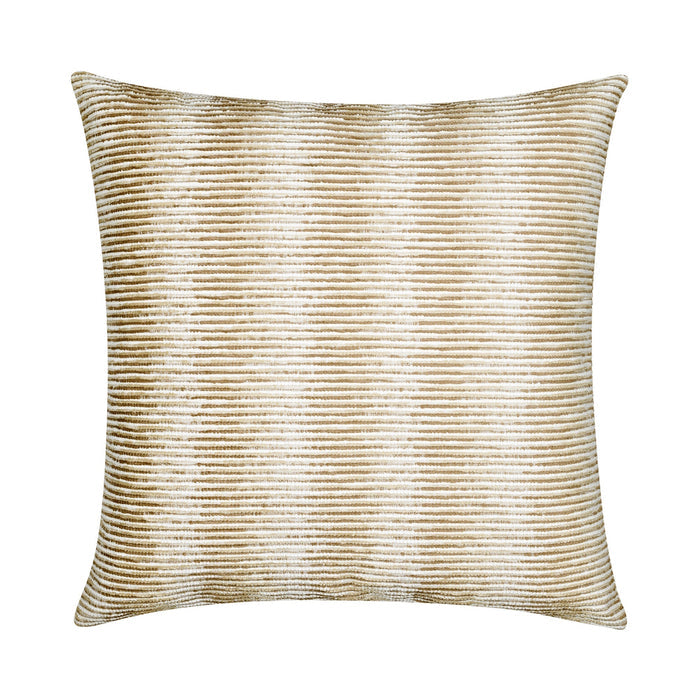 Ivory and beige striped chenille pillow square size for versatile indoor and outdoor decor