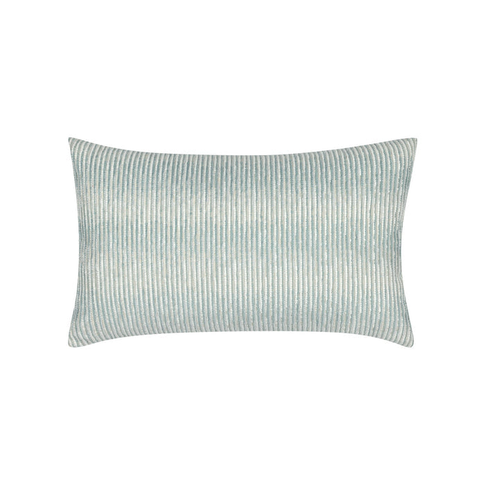 Light blue and ivory ombre chenille pillow lumbar size for sophisticated indoor and outdoor decor