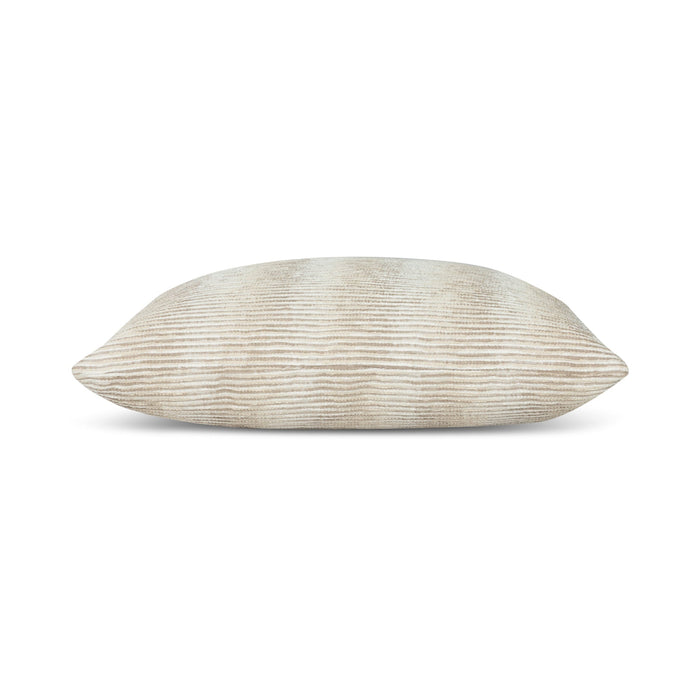 Side image of Ivory ombre chenille pillow square size for nautical indoor and outdoor decor
