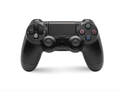 Black PS4 controller by TechPlus for home gaming console, with ergonomic design and button layout visible.