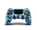Blue camouflage PS4 controller by techplus, designed for comfortable gaming on home consoles.