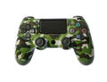 Camouflage green PS4 controller by TechPlus with ergonomic grips and dual analog sticks for gaming comfort.