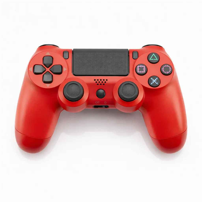 Red PS4 controller by TechPlus with ergonomic design and textured grip, perfect for gaming on PlayStation 4.
