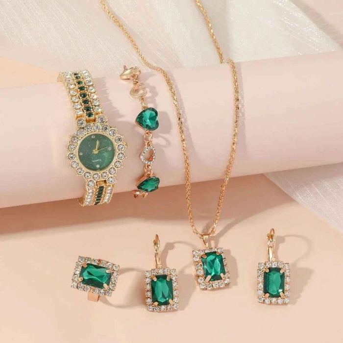 Stylish 3Sixty5 jewelry set featuring a quartz watch, ring, and accessories in a gift box, perfect for elegant gifting.