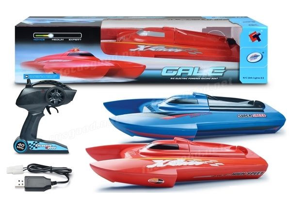 High-powered 41cm RC racing boat by dealonline.co.nz, sleek design and vibrant colors for fast water racing.