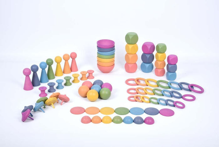 Rainbow Wooden Super Set + Wooden Sorting Tray (7- Way) 74048 (Direct Shipping) - Little Whispers