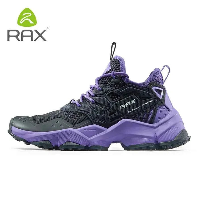 Mead's Supply & Equipment Outfitters RAX lightweight hiking shoes in black, designed for outdoor adventures, shown on a male model.