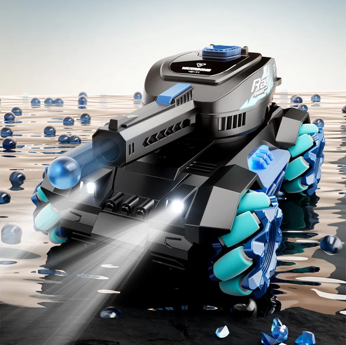 RC stunt tank from dealonline.co.nz with gesture sensing, light and music features, water bullet ball, and stunt action.