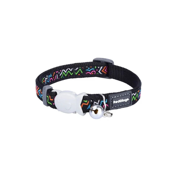 RED DINGO CAT COLLAR SQUIGGLES BLACK