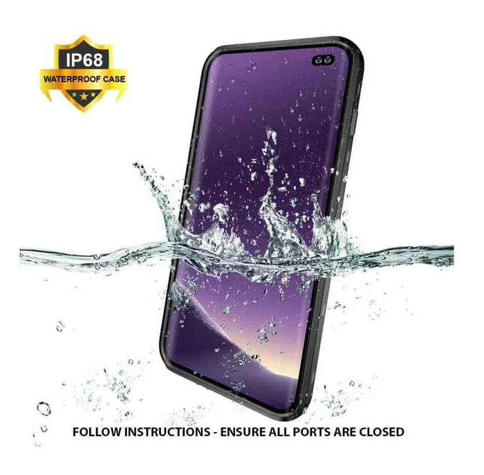 Techplus Redpepper full cover waterproof case for Samsung Galaxy S10, showing the durable, transparent protective design.